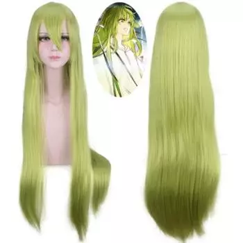 Длинный парик 100 см, косплей Fate Grand Order Lancer Enkidu, костюм Fate, сверхтермостойкие синтетические волосы, мужские и женские парики для косплея 97-100CM зелёный