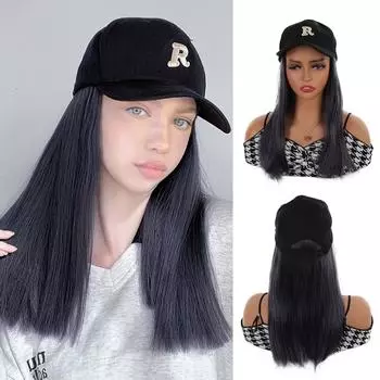 Длинный парик с буквой R, цельная бейсболка, женская регулируемая шапка, парик, устойчивый к высоким температурам