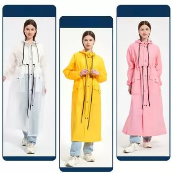 Длинный плащ из ЭВА, унисекс, для мужчин и женщин, дождевики, пончо, костюм, куртка, туристическая велосипедная женская одежда для бега с капюшоном, походная непромокаемая одежда XL розовый