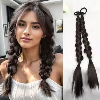 Длинный плетеный хвост с эластичными завязками для волос, синтетические наращивание волос для ежедневного использования, аксессуары для волос для вечеринок 52cm
