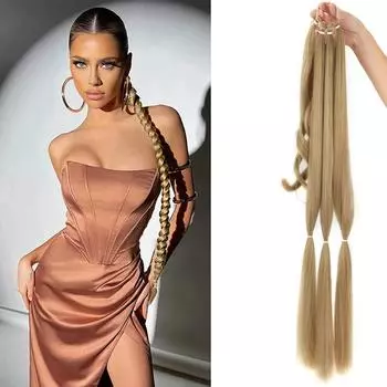 Длинный плетеный хвост с резинкой для волос. Прямые волосы для наращивания с запахом. Конский хвост. Натуральная мягкая синтетическая прическа на каждый день. чёрный