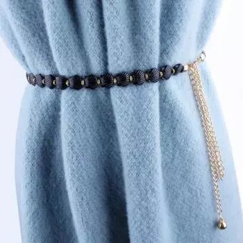 Длинный пояс-цепочка с кисточками для женщин, декор в виде ракушки, цепочка, ремни, регулируемый металлический пояс для живота, цепочка для платья белый