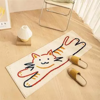 Длинный прикроватный ковер с мультяшным узором, нескользящие ковры с надписью Cat, напольный коврик для гостиной, водопоглощающие коврики, Tapetes De Sala 40x60cm