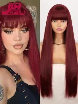 Длинный прямой ободок для парика с челкой