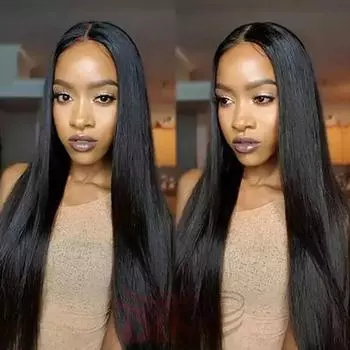 Длинный прямой парик 27 дюймов черный парик с пробором по центру с яркими бликами синтетические волосы парики для чернокожих женщин ежедневное использование 17inches