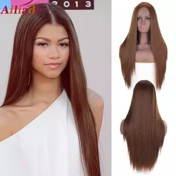 Длинный прямой парик AILIADE, многоцветный, устойчивый к высоким температурам синтетический волос, парик для косплея, ежедневное использование