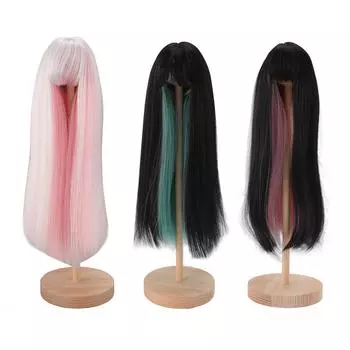 Длинный прямой парик куклы, двухцветный парик из волос для куклы, высокотемпературное волокно, сменный парик для куклы для 7 Black Roseate