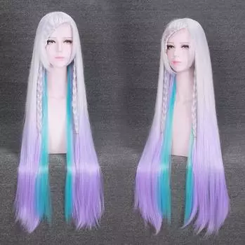 Длинный прямой парик с косой, 100 см, аниме Sword Art Online Yuna, косплей костюм SAO, термостойкие синтетические волосы, женские парики для косплея One Size фиолетовый