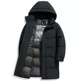 Длинный пуховик мужской осенне-зимний пуховик со съемным капюшоном для молодежи и среднего возраста, теплый деловой пуховик для мужчин M