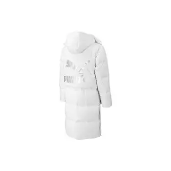 Длинный пуховик PUMA Back Logo Print с капюшоном Верхняя одежда унисекс Белый 539572-02 XL