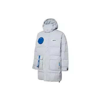 Длинный пуховик Puma Roaringwild X Series с контрастным карманом и принтом логотипа и теплой мужской верхней одеждой с капюшоном и длинными рукавами, синий 532588-71 XL