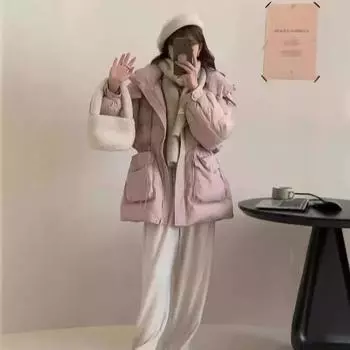 Длинный пуховик с капюшоном и одной рукой, женская зимняя мода 2024 года, тонкий белый пуховик с пряжкой из утиного пуха S