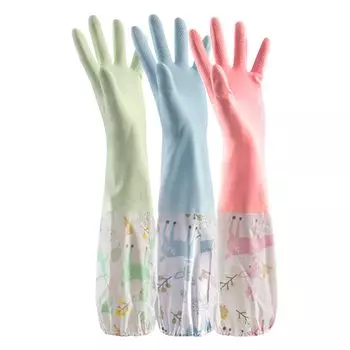 Длинный резиновый набор M резиновых щеток для длинных кухонных туалетов для ванной комнаты [Miracic] перчатки, 3, A-закрытый тип, размер, перчатки, длинные, подкладка,