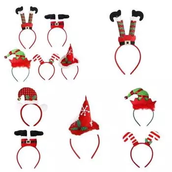 Длинный Рождественский обруч для волос Foolscap Рождественская шапка Ленты для волос Повязка на голову Санта-Клауса Косплэй