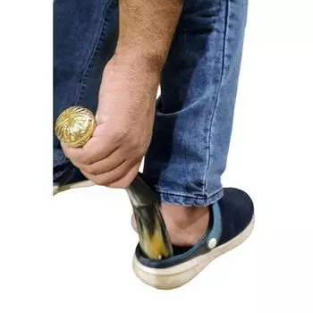 Длинный рожок для обуви ручной работы с латунной ручкой, простой в использовании, из настоящего рога, многоцветный