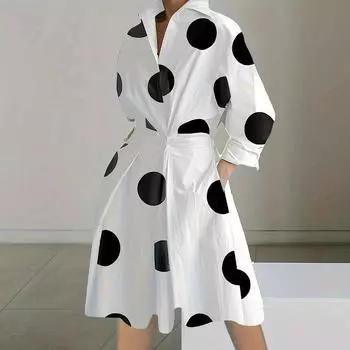 Длинный рукав Большие размеры винтажные новые платья для женщин повседневные свободные миди весна лето осень платье-рубашка S