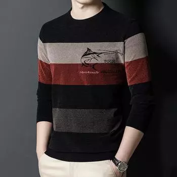 Длинный рукав мужской свитер весна/осень круглый воротник сохраняющий тепло мужской свитер M красный