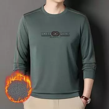 Длинный рукав плюс флис плотная футболка осень и зима новая простая повседневная универсальная майка с капюшоном для мужчин M
