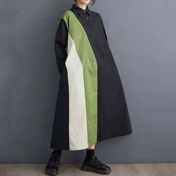 Длинный рукав Плюс размер Хлопок винтаж новые платья для женщин повседневное свободное платье весна-осень