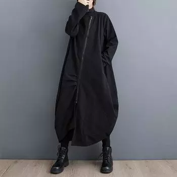 Длинный рукав Плюс размер Вельвет винтажные новые платья для женщин повседневные свободные платья весна осень зима