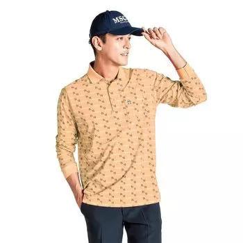 Длинный рукав, повседневный, быстро растягивающийся, элегантный гольф MG4FLS81M OR00 [Munsingwear] Рубашка, узор, впитывающая, сухая, охлаждающая, мужская (оранжевый)