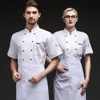 Длинный рукав рабочей одежды шеф-повара дышащий сетчатый костюм повара униформа повара ресторан XXL-Short&Black