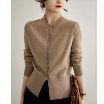 Длинный рукав свитера для женщин осень зима весна осень новогодний вязаный кардиган куртка One Size чёрный