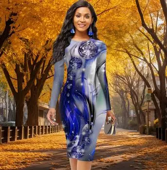 Длинный рукав, талия, облегающее, офисное, облегающее, модное, с жемчужным принтом, элегантное облегающее платье XS жёлтый