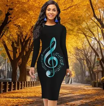 Длинный рукав, талия, облегающее, офисное, приталенное, с принтом, элегантное облегающее платье XS красный