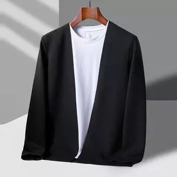 Длинный рукав, весна и осень, корейский стиль, однотонный, повседневный, мужской, модный, универсальный, вязаный кардиган для молодежи и людей среднего возраста M