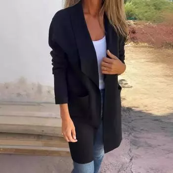 Длинный рукав женский однотонный топ с капюшоном легкая куртка пальто зима и осень M