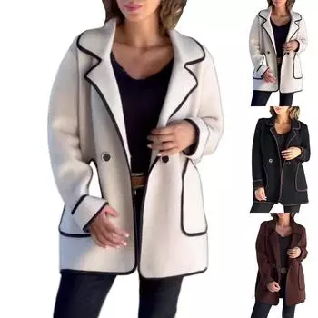 Длинный рукав женский однотонный топ с капюшоном легкая куртка пальто зима и осень M чёрный