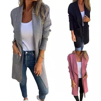 Длинный рукав женский однотонный топ с капюшоном легкая куртка пальто зима и осень S серый