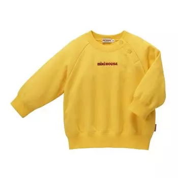 Длинный Сделано в Going to Yellow [MIKI HOUSE] Толстовка, Рукав, Логотип, Однотонный, Точка, Япония, Мальчики, Девочки, Младенцы, Дети, Детская одежда, жёлтый