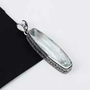 Длинный серебряный кулон с белым топазом из стерлингового серебра 925 пробы — дизайн ручной работы, повседневные украшения, уникальные подарки на день рождения с белым топазом 2.95 белый