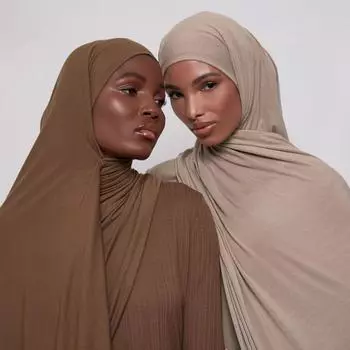 Длинный шарф из модального хлопка - однотонный трикотажный хиджаб null