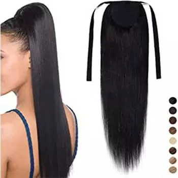 Длинный шелковистый прямой синтетический шнурок для хвоста длиной 22 дюйма, удлиненный зажим для хвоста 1B