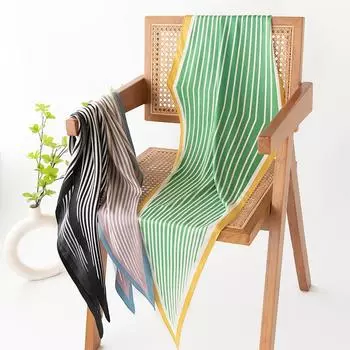 Длинный шелковый платок на голову, женские модные атласные шарфы с квадратным вырезом для сумки, шарфы для волос, подарок 50*170cm чёрный