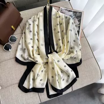 Длинный шелковый шарф Big-Name Cc, весенний профессиональный шарф для темперамента, натуральный и милый шелковый шарф с принтом 90-180CM