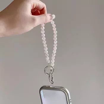 Длинный шнурок для мобильного телефона, розовый, с трещинами, с бусинами, анти-потеря, цепочка через плечо, ремешок для телефона, браслет для Airpods, цепочка для камеры