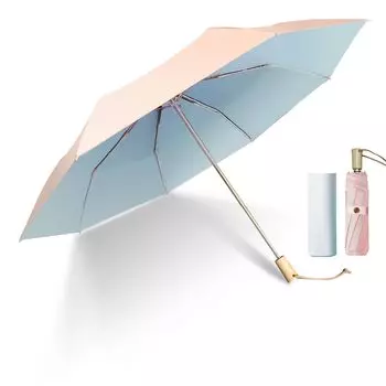 Длинный складной большой зонт для солнечной и дождливой погоды, складная ткань, защита от ультрафиолета, уровень света UPF 5, водонепроницаемый, быстрый ветер, милый складной зонт для обоих зонтов синий