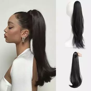 Длинный слегка деформированный зажим для наращивания волос «конский хвост» синтетический «конский хвост» женский парик из волос «конский хвост»