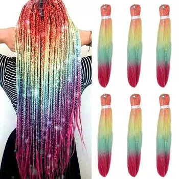 Длинный смешанный парик с золотым крючком, парик с градиентом цвета, синтетическая большая коса, регги, хип-хоп, грязная коса, плетеная коса для волос