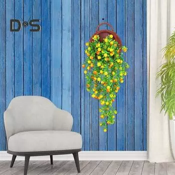Длинный срок службы Искусственная лоза без полива Яркие настенные искусственные лозы растений жёлтый