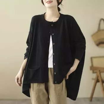 Длинный свитер большого размера, осенняя большая футболка, женская, супер длинный рукав, свободная белая футболка с изображением летучей мыши One Size дубильная кора