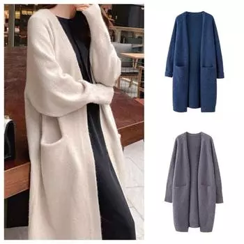 Длинный свитер большого размера с v-образным вырезом, кардиганы, куртка, пальто, новый женский свитер, корейский кардиган, куртка, пальто, верхняя одежда One Size темно серый