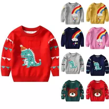 Длинный свитер с рождественским принтом для мальчиков и девочек 100 темно-зеленого