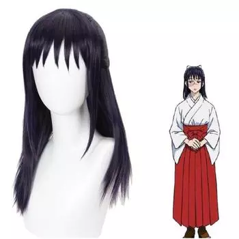 Длинный темно-фиолетовый парик 60 см, аниме дзюдзюцу Кайсен Иори Утахиме, костюм, термостойкие синтетические волосы, женские вечерние парики 57-60cm фиолетовый