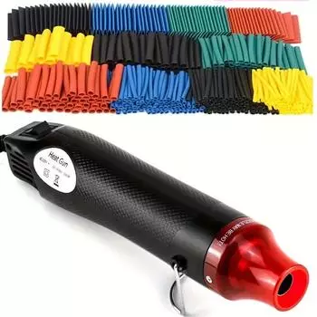 Длинный термофен с комплектом термоусадочных трубок 328/580 шт. Электрический мини-термофен для самостоятельного изготовления изделий из термоусадочной пленки ПВХ