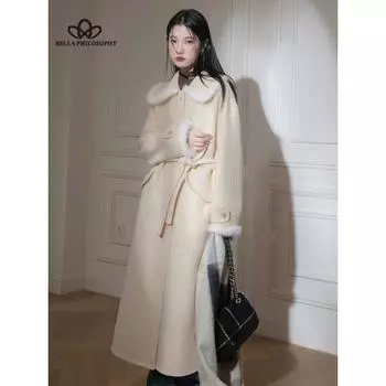 Длинный твидовый пиджак из шерстяной ткани, женская осенне-зимняя куртка Gentle Feel, повседневное женское пальто высокого качества S